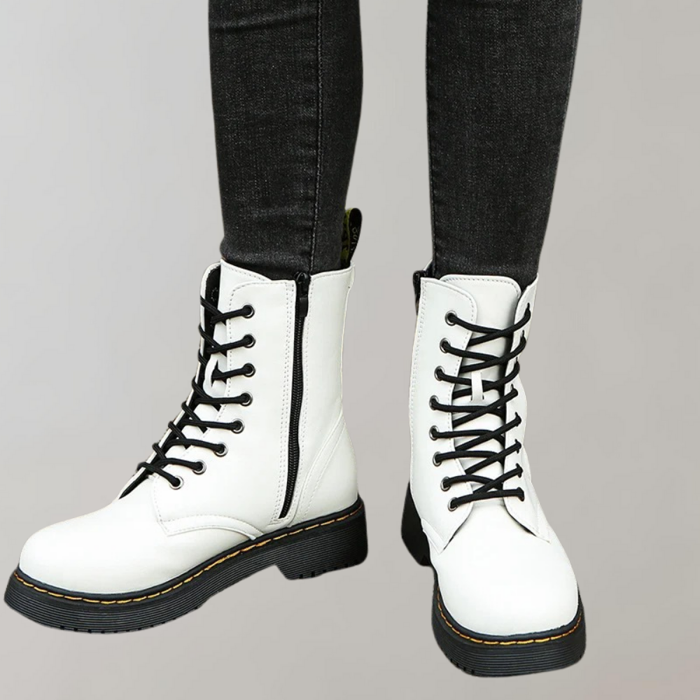 Leonora | Trendy women's combat ankle boots lacing