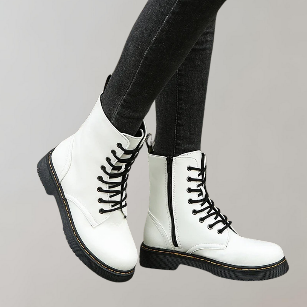 Leonora | Trendy women's combat ankle boots lacing