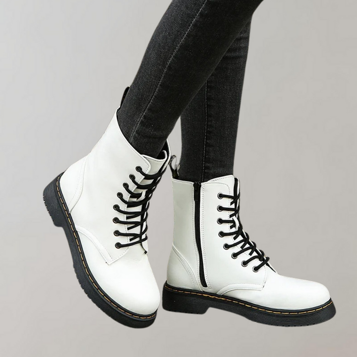 Leonora | Trendy women's combat ankle boots lacing