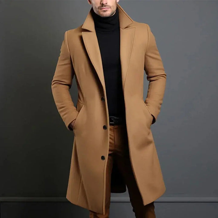 Liam | Men's long coat with button placket