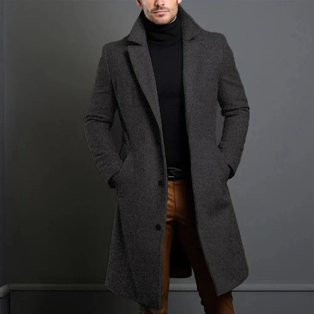 Liam | Men's long coat with button placket