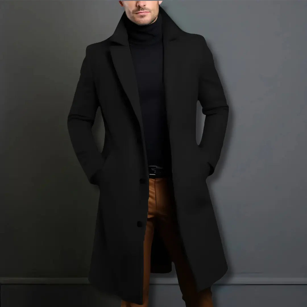 Liam | Men's long coat with button placket