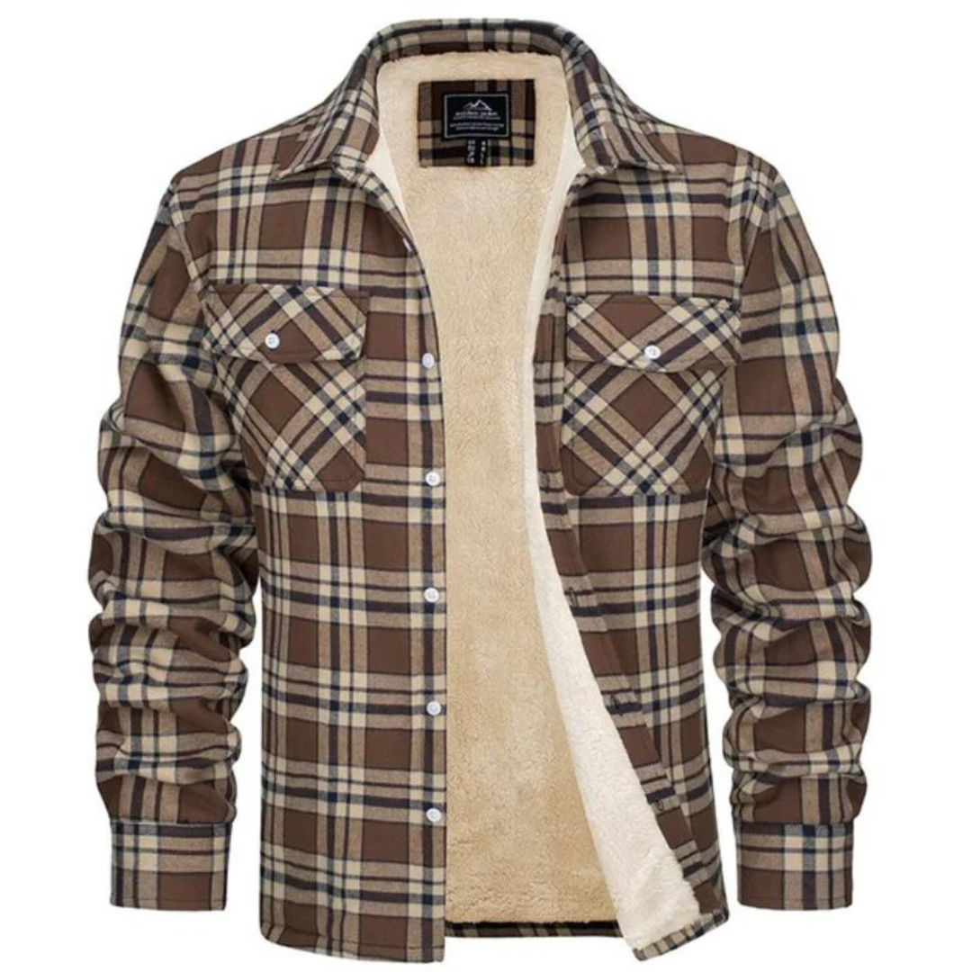 Felix | Trendy men's flannel jacket with Sherpa lining
