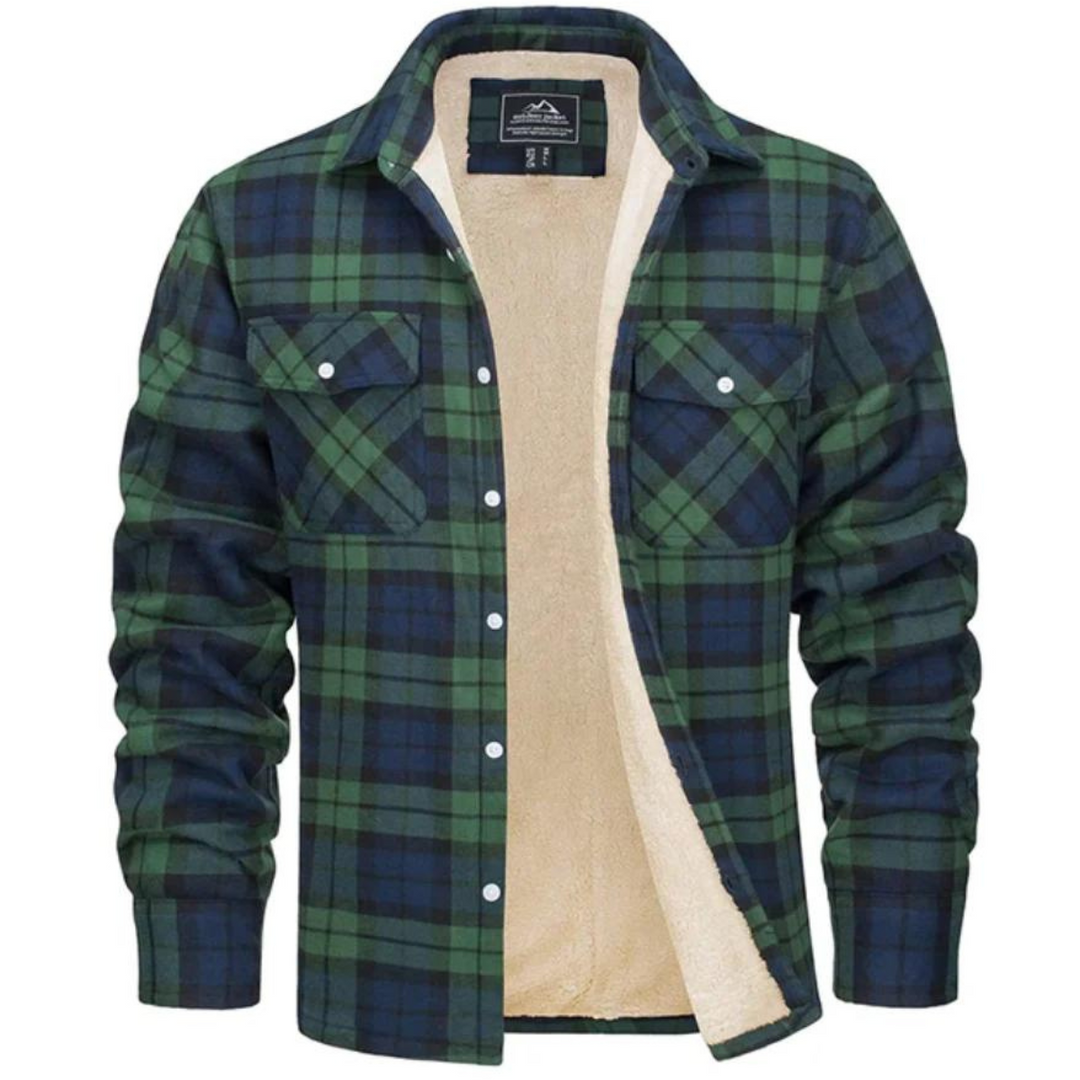 Felix | Trendy men's flannel jacket with Sherpa lining