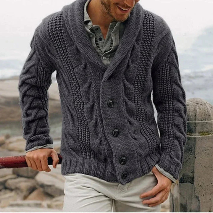 Luke | Men's knit jacket with shawl collar design