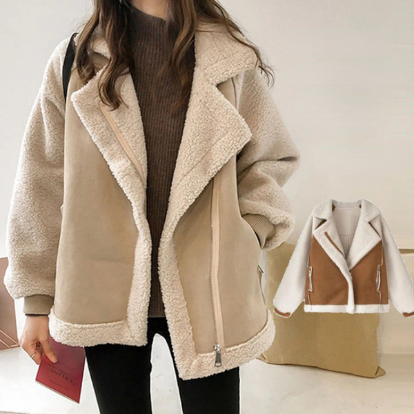 Maximilian Coat: Two Tone, Faux Shearling & Suede