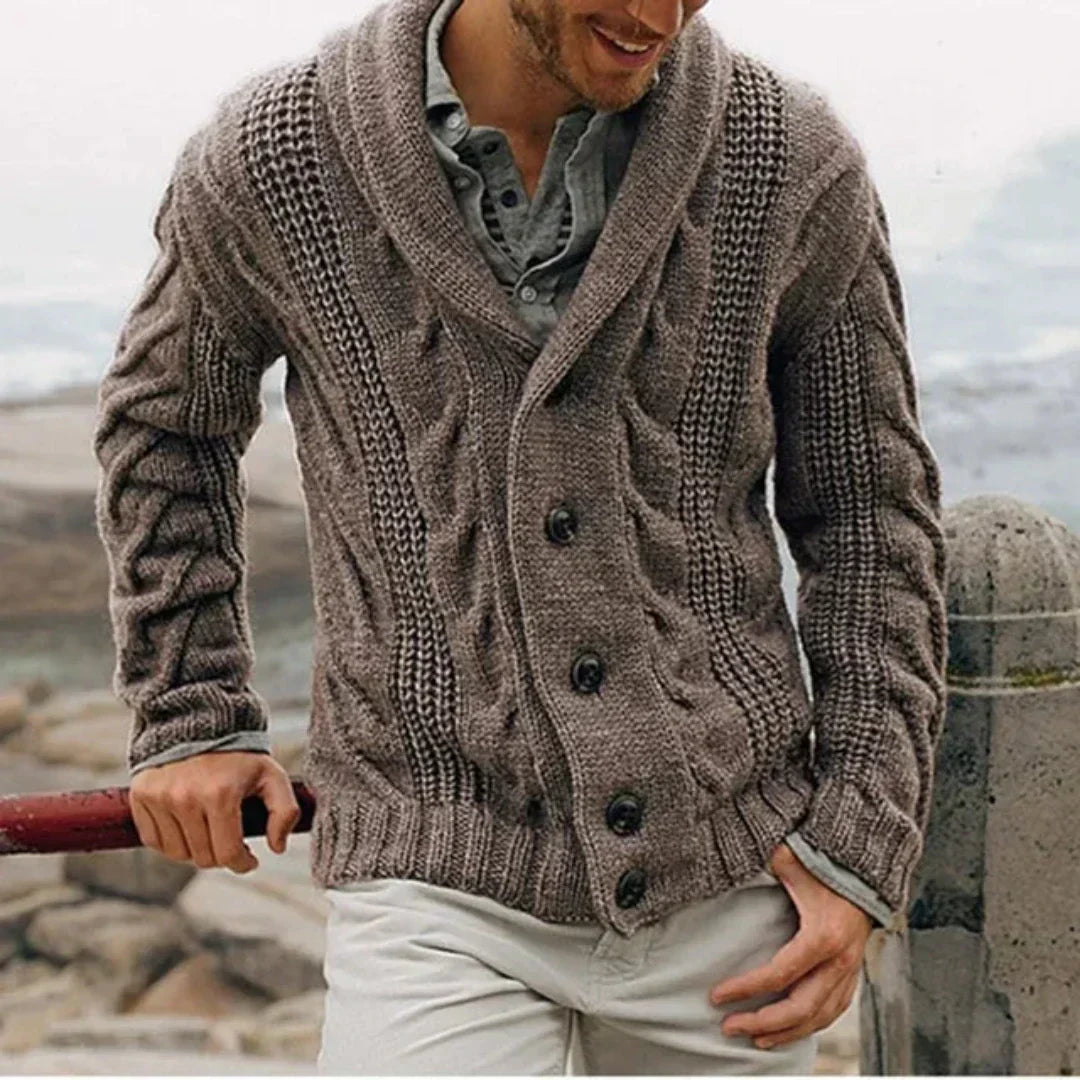 Luke | Men's knit jacket with shawl collar design