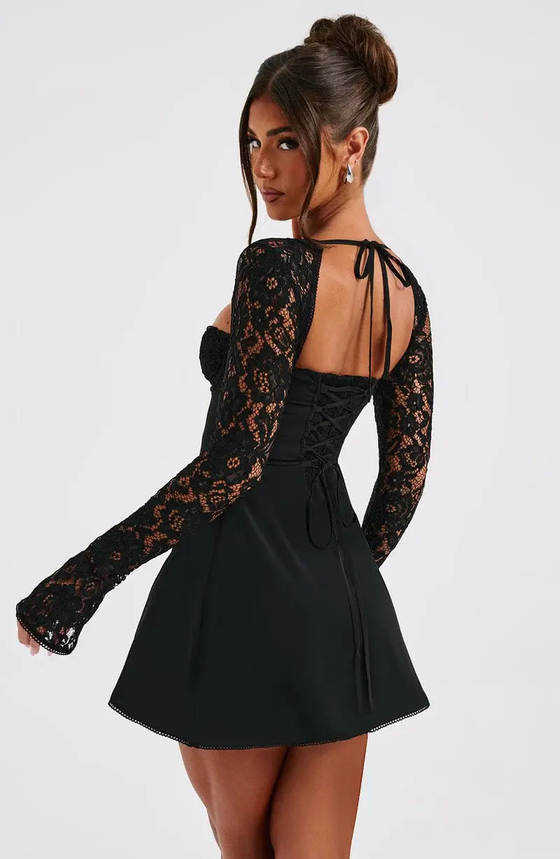 Lena | Elegant bodycon mini dress with lace sleeves