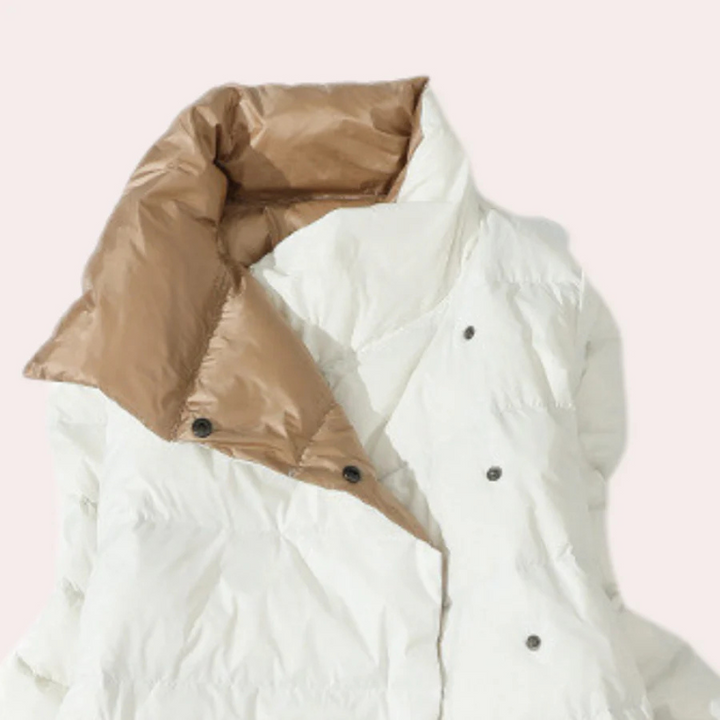 Maximilian: Two-tone oversized puffer coat