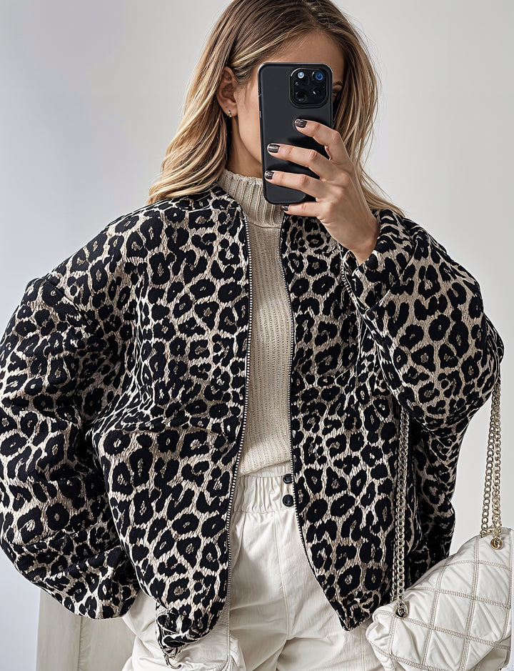 Leo BomberJacket: Extravagant print & faux leather