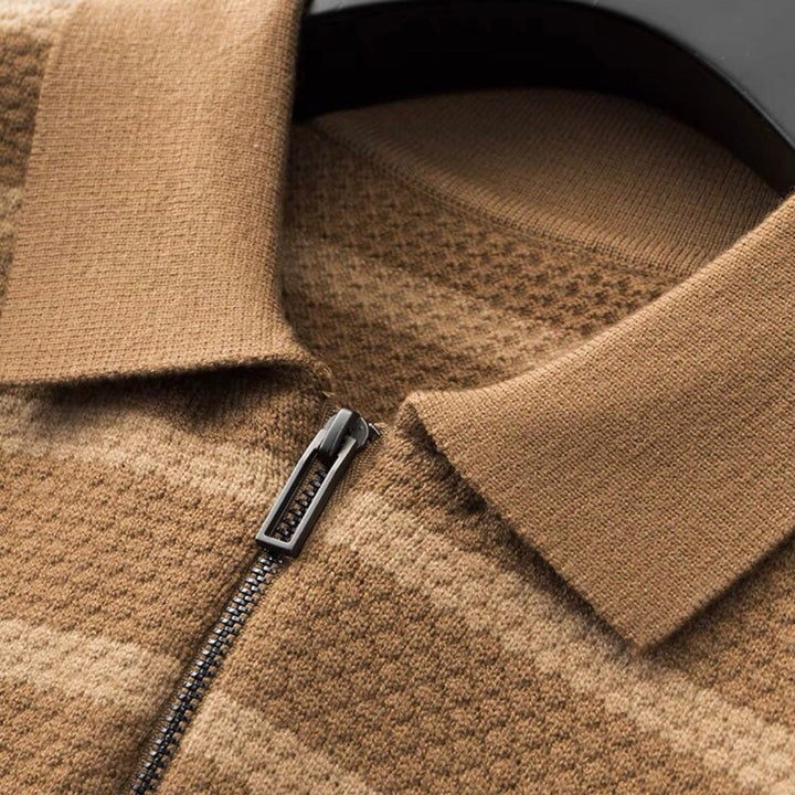 Luca | Men's striped half-zip polo shirt