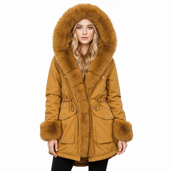 Emma Women'sparka: Winter dream with Tan Faux Fur
