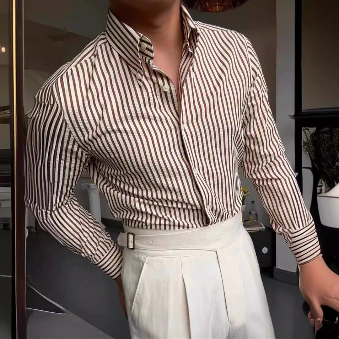 Luke | Trendy men's long-sleeved shirt with button placket