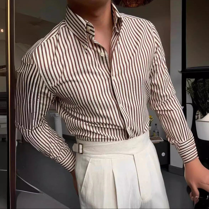 Luke | Trendy men's long-sleeved shirt with button placket