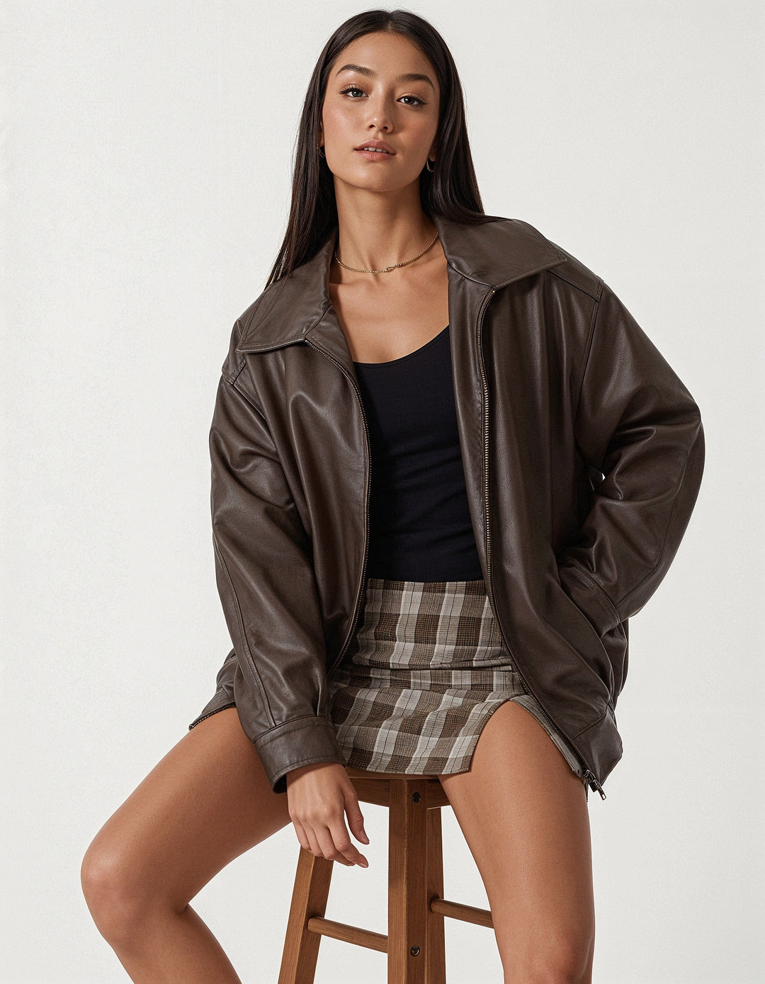Maximilian: Oversized faux leather bomber jacket streetwear