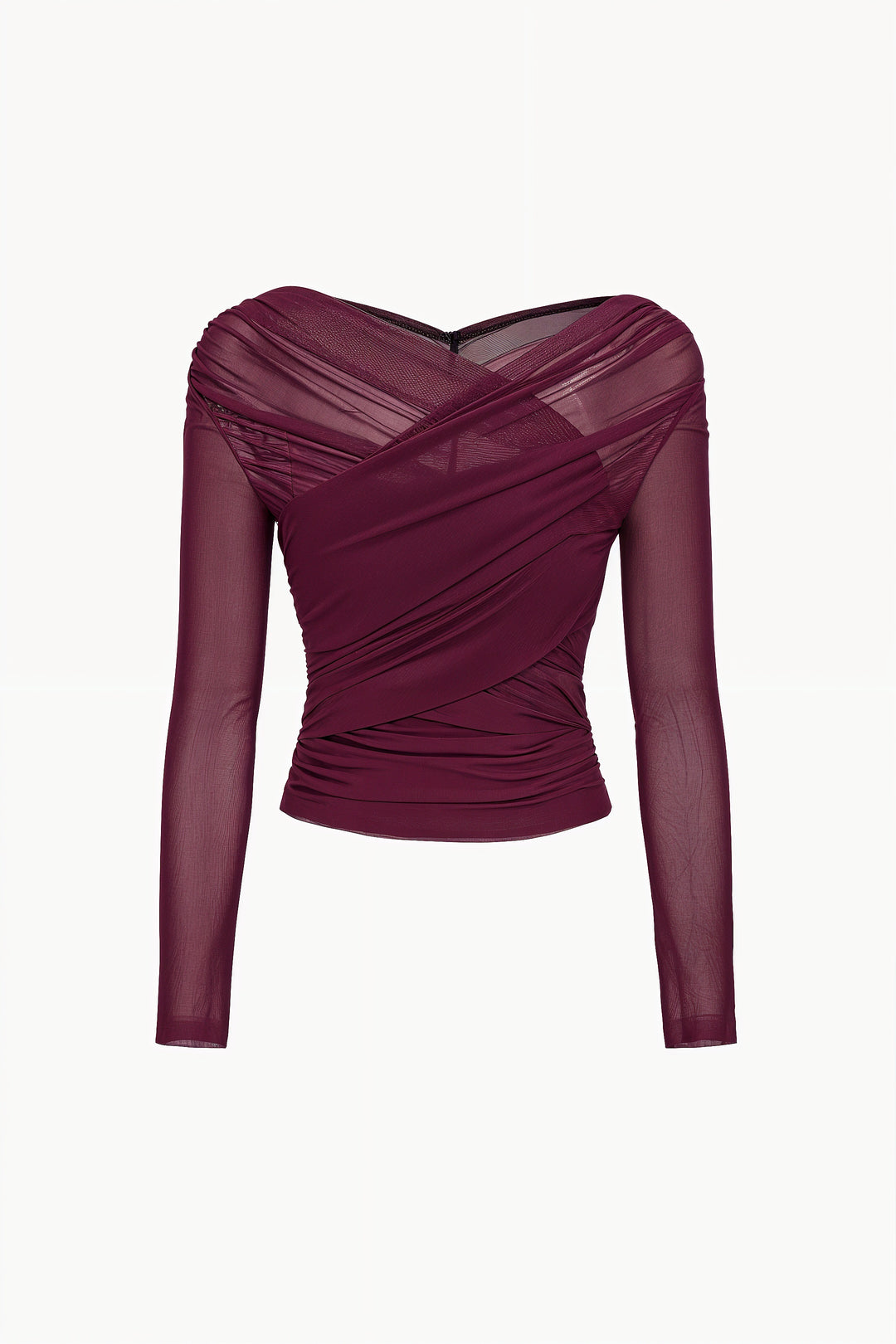 Lena | Women's mesh top with ruffles, long sleeves
