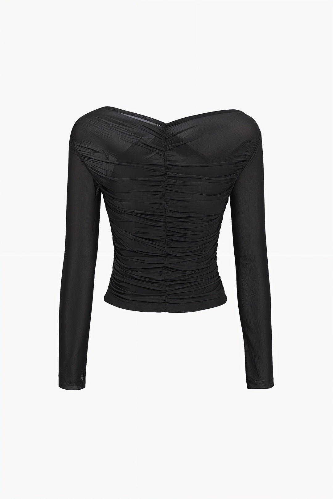 Lena | Women's mesh top with ruffles, long sleeves