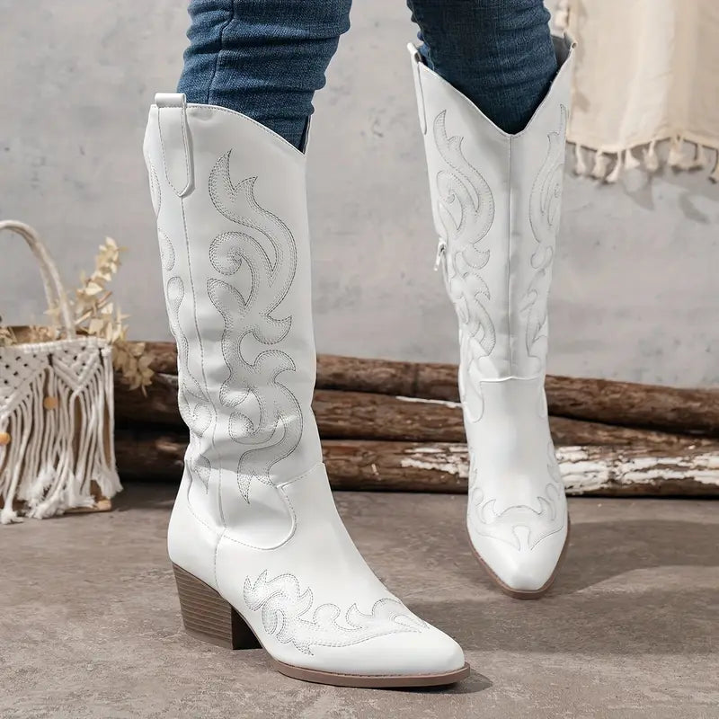 Emma | Embroidered Knee High Cowboy Boots for Women's