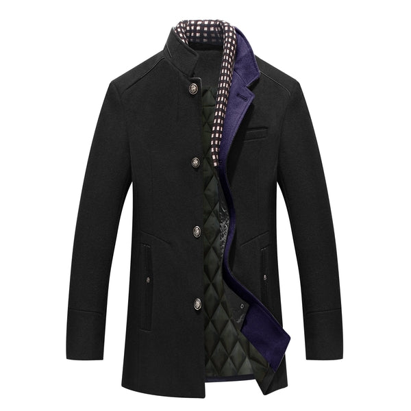 Jonas | Men's Mandarin Collar Mid-Length OverCoat
