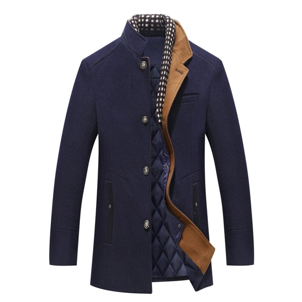Jonas | Men's Mandarin Collar Mid-Length OverCoat