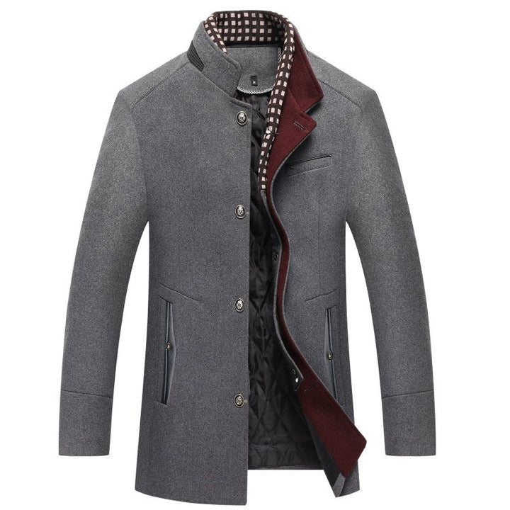 Jonas | Men's Mandarin Collar Mid-Length OverCoat