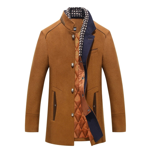 Jonas | Men's Mandarin Collar Mid-Length OverCoat